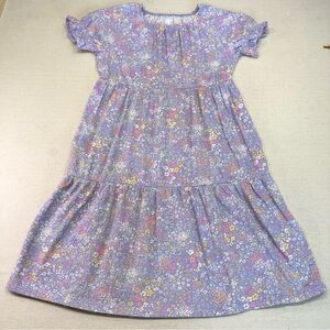 Lands’ End Floral Purple Girls Dress - Size Medium (8)